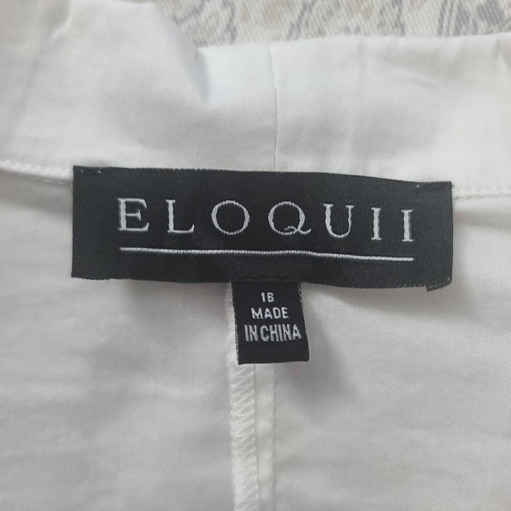 Eloqui dramatic wrap blouse with tie chic women's blouse white Sz 16 Office - Picture 9 of 9